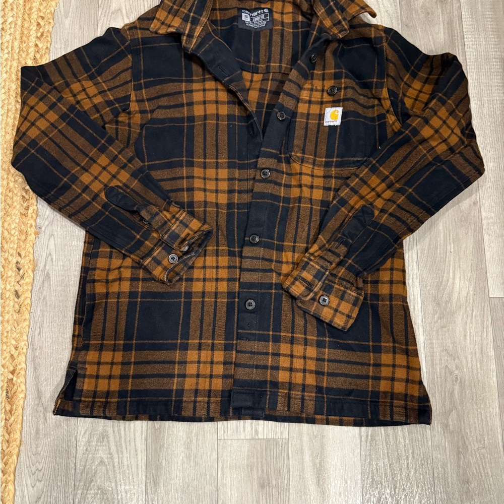 Women’s Carhartt Black & Brown Plaid Flannel Shirt Jacket